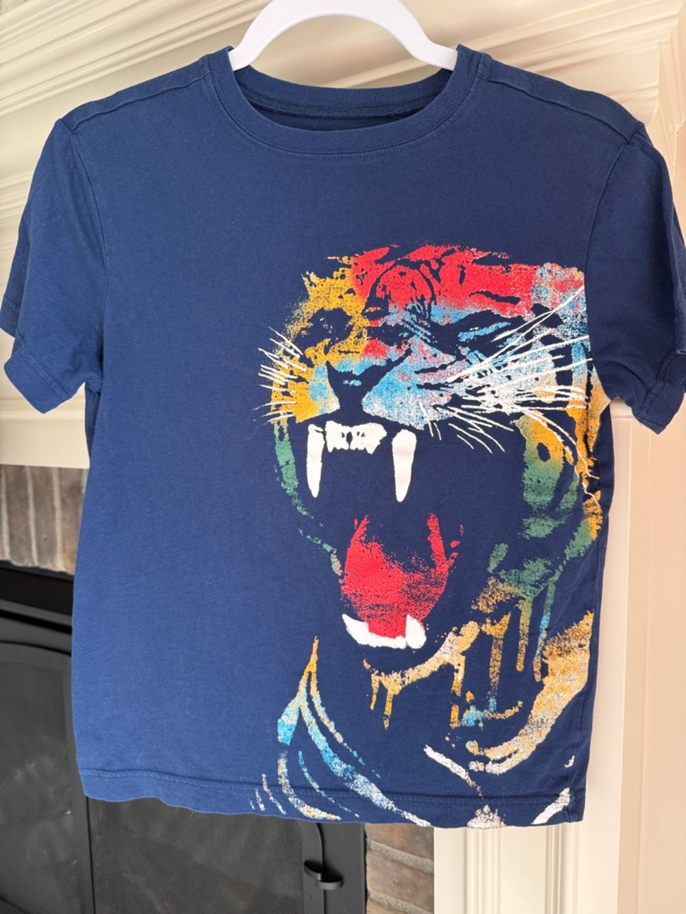 Crazy 8 Navy Tee with Multicolor Roaring Lion Graphic
